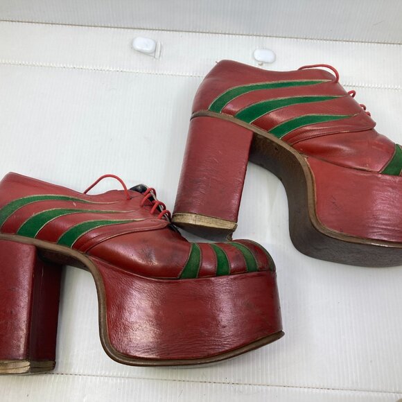 RARE 1970 iconic Kiss chunky platform 4" disco mens boots shoes sz 9 - Picture 4 of 12